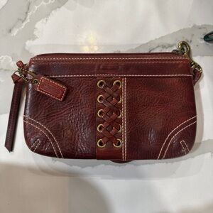 Coach Burgundy Leather Wristlet
